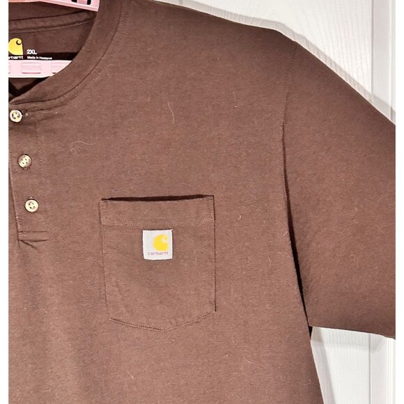 Carhartt Mens Original Heavyweight Short-Sleeve Pocket Henley T-Shirt Outdoor - Picture 7 of 9